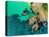 Aerial View of the Pembrokeshire Coast with Rough Cliffs, Wales, United Kingdom-Wirestock-Stretched Canvas