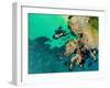 Aerial View of the Pembrokeshire Coast with Rough Cliffs, Wales, United Kingdom-Wirestock-Framed Photographic Print