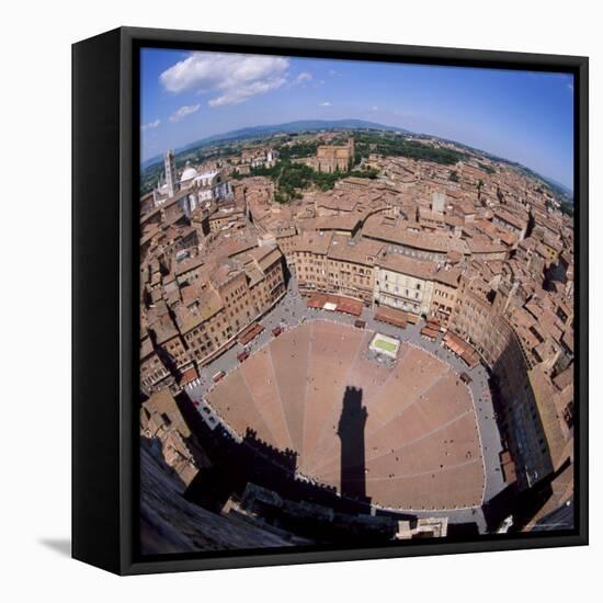 Aerial View of the Piazza Del Campo and the Town of Siena, Tuscany, Italy-Tony Gervis-Framed Stretched Canvas