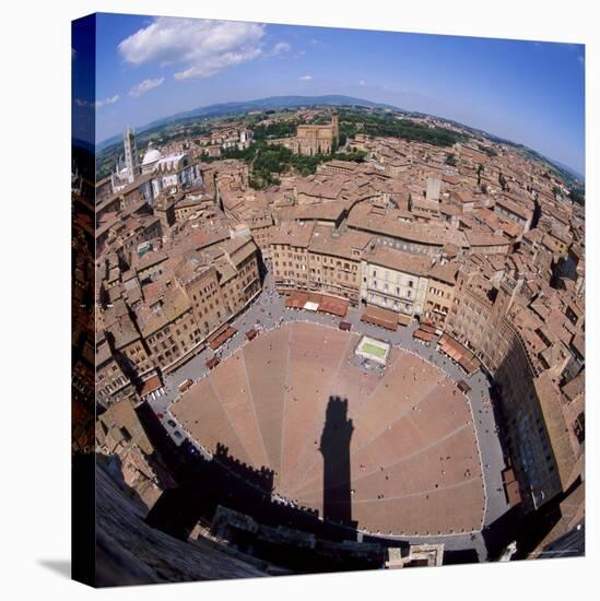Aerial View of the Piazza Del Campo and the Town of Siena, Tuscany, Italy-Tony Gervis-Stretched Canvas