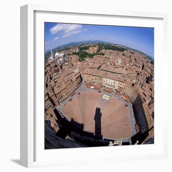 Aerial View of the Piazza Del Campo and the Town of Siena, Tuscany, Italy-Tony Gervis-Framed Photographic Print