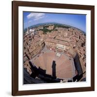 Aerial View of the Piazza Del Campo and the Town of Siena, Tuscany, Italy-Tony Gervis-Framed Photographic Print