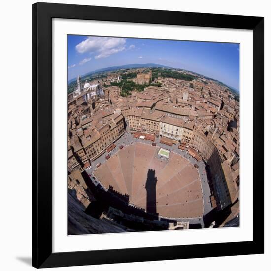 Aerial View of the Piazza Del Campo and the Town of Siena, Tuscany, Italy-Tony Gervis-Framed Photographic Print