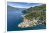 Aerial View of the Picturesque Village of Varenna Surrounded by Lake Como and Gardens-Roberto Moiola-Framed Photographic Print