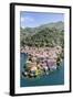 Aerial View of the Picturesque Village of Varenna Surrounded by Lake Como and Gardens-Roberto Moiola-Framed Photographic Print