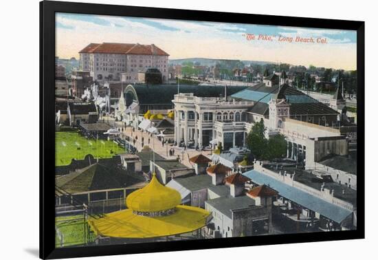 Aerial View of the Pike - Long Beach, CA-Lantern Press-Framed Art Print