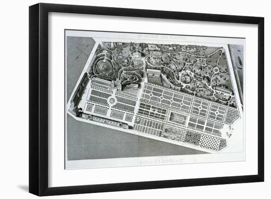Aerial View of the Plan of the Jardin Des Plantes in Paris, 1842-null-Framed Giclee Print
