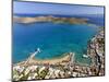 Aerial view of the popular high-end tourist town of Elounda, Crete, Greek Islands, Greece, Europe-Sakis Papadopoulos-Mounted Photographic Print