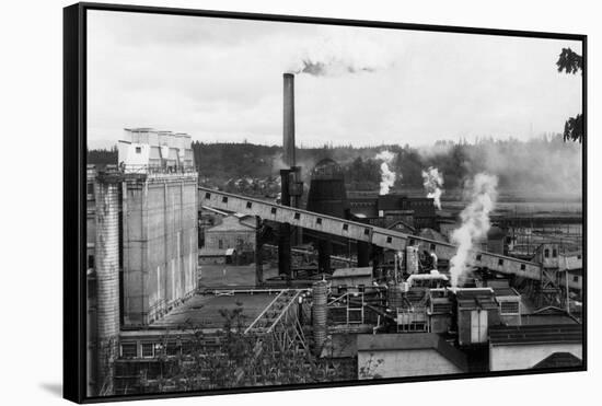 Aerial View of the Pulp and Lumber Mills - Shelton, WA-Lantern Press-Framed Stretched Canvas