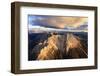 Aerial view of the rocky peaks of Latemar at sunset, Dolomites, South Tyrol, Italy, Europe-Roberto Moiola-Framed Premium Photographic Print