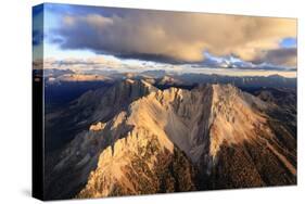 Aerial view of the rocky peaks of Latemar at sunset, Dolomites, South Tyrol, Italy, Europe-Roberto Moiola-Stretched Canvas