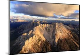 Aerial view of the rocky peaks of Latemar at sunset, Dolomites, South Tyrol, Italy, Europe-Roberto Moiola-Mounted Photographic Print