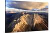 Aerial view of the rocky peaks of Latemar at sunset, Dolomites, South Tyrol, Italy, Europe-Roberto Moiola-Stretched Canvas