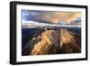 Aerial view of the rocky peaks of Latemar at sunset, Dolomites, South Tyrol, Italy, Europe-Roberto Moiola-Framed Photographic Print