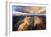 Aerial view of the rocky peaks of Latemar at sunset, Dolomites, South Tyrol, Italy, Europe-Roberto Moiola-Framed Photographic Print