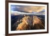 Aerial view of the rocky peaks of Latemar at sunset, Dolomites, South Tyrol, Italy, Europe-Roberto Moiola-Framed Photographic Print