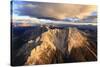 Aerial view of the rocky peaks of Latemar at sunset, Dolomites, South Tyrol, Italy, Europe-Roberto Moiola-Stretched Canvas