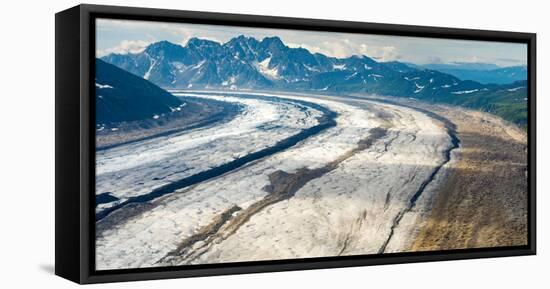 Aerial View of the Ruth Glacier and the Alaska Range on a Sightseeing Flight from Talkeetna, Alaska-Timothy Mulholland-Framed Stretched Canvas