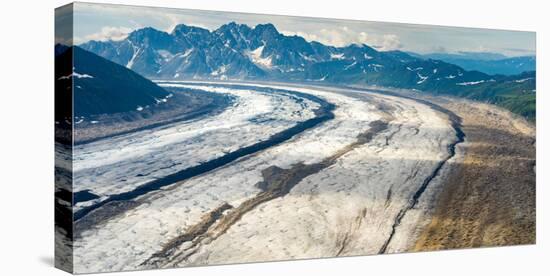Aerial View of the Ruth Glacier and the Alaska Range on a Sightseeing Flight from Talkeetna, Alaska-Timothy Mulholland-Stretched Canvas