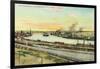 Aerial View of the San Pedro Harbor - Los Angeles, CA-Lantern Press-Framed Art Print