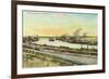 Aerial View of the San Pedro Harbor - Los Angeles, CA-Lantern Press-Framed Art Print