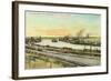 Aerial View of the San Pedro Harbor - Los Angeles, CA-Lantern Press-Framed Art Print