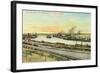 Aerial View of the San Pedro Harbor - Los Angeles, CA-Lantern Press-Framed Art Print