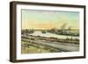 Aerial View of the San Pedro Harbor - Los Angeles, CA-Lantern Press-Framed Art Print