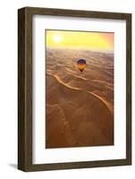 Aerial view of the sand dunes of the Arabian Desert next to Dubai at sunset, United Arab Emirates-Miva Stock-Framed Photographic Print