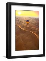 Aerial view of the sand dunes of the Arabian Desert next to Dubai at sunset, United Arab Emirates-Miva Stock-Framed Photographic Print