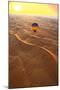 Aerial view of the sand dunes of the Arabian Desert next to Dubai at sunset, United Arab Emirates-Miva Stock-Mounted Premium Photographic Print