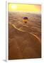 Aerial view of the sand dunes of the Arabian Desert next to Dubai at sunset, United Arab Emirates-Miva Stock-Framed Premium Photographic Print