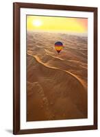 Aerial view of the sand dunes of the Arabian Desert next to Dubai at sunset, United Arab Emirates-Miva Stock-Framed Photographic Print