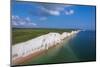 Aerial view of the Seven Sisters chalk white cliffs on a sunny day, South Downs National Park-Paolo Graziosi-Mounted Photographic Print