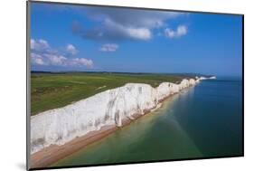 Aerial view of the Seven Sisters chalk white cliffs on a sunny day, South Downs National Park-Paolo Graziosi-Mounted Photographic Print