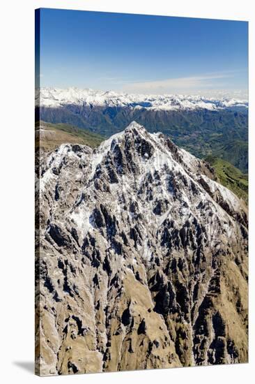 Aerial View of the Snowy Ridges of the Grignetta Mountain in Spring, Lecco Province, Lombardy-Roberto Moiola-Stretched Canvas