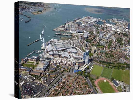 Aerial View of the Spinnaker Tower and Gunwharf Quays, Portsmouth, Hampshire, England, UK, Europe-Peter Barritt-Stretched Canvas