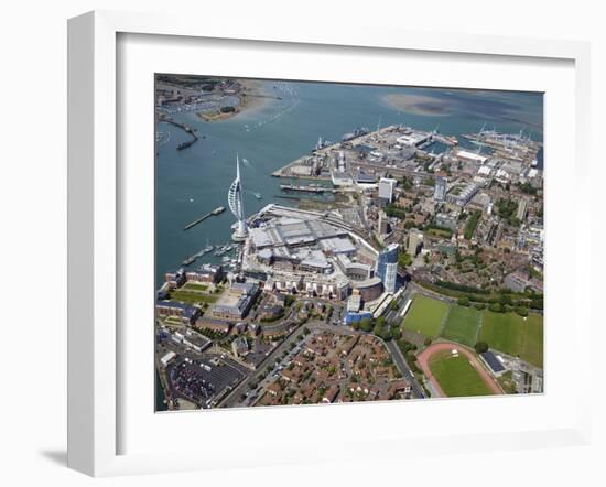 Aerial View of the Spinnaker Tower and Gunwharf Quays, Portsmouth, Hampshire, England, UK, Europe-Peter Barritt-Framed Photographic Print