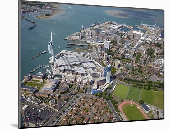Aerial View of the Spinnaker Tower and Gunwharf Quays, Portsmouth, Hampshire, England, UK, Europe-Peter Barritt-Mounted Photographic Print