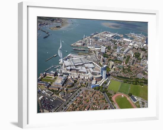Aerial View of the Spinnaker Tower and Gunwharf Quays, Portsmouth, Hampshire, England, UK, Europe-Peter Barritt-Framed Photographic Print