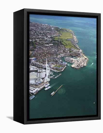 Aerial View of the Spinnaker Tower and Gunwharf Quays, Portsmouth, Solent, Hampshire, England, UK-Peter Barritt-Framed Stretched Canvas