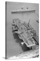 Aerial View of the SS United States Sailing past the USS Forrestal-null-Stretched Canvas