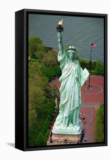 Aerial View of the Statue of Liberty and Grounds Below-null-Framed Stretched Canvas