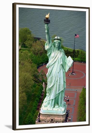 Aerial View of the Statue of Liberty and Grounds Below-null-Framed Premium Photographic Print