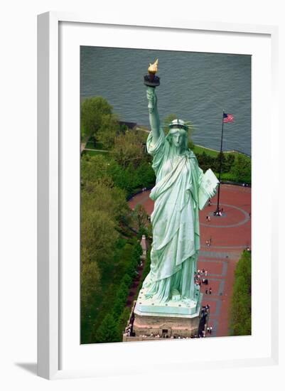 Aerial View of the Statue of Liberty and Grounds Below-null-Framed Photographic Print