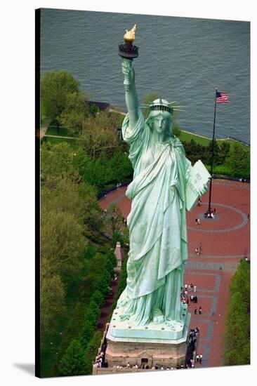 Aerial View of the Statue of Liberty and Grounds Below-null-Stretched Canvas