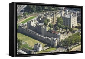 Aerial view of the Tower of London, UNESCO World Heritage Site, London, England, United Kingdom-Rolf Richardson-Framed Stretched Canvas