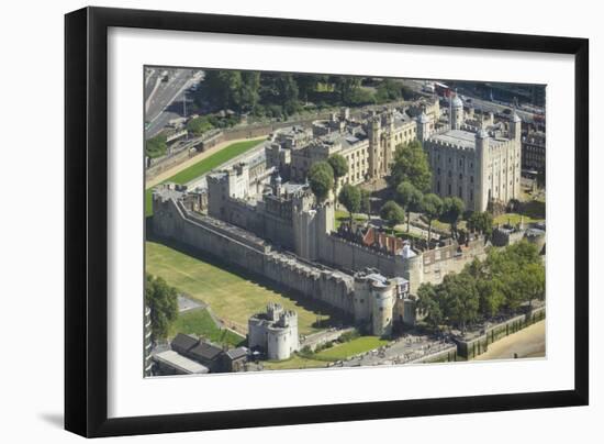 Aerial view of the Tower of London, UNESCO World Heritage Site, London, England, United Kingdom-Rolf Richardson-Framed Photographic Print