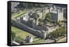 Aerial view of the Tower of London, UNESCO World Heritage Site, London, England, United Kingdom-Rolf Richardson-Framed Stretched Canvas