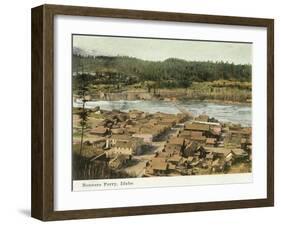 Aerial View of the Town and River - Bonners Ferry, ID-Lantern Press-Framed Art Print